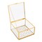 Small Glass Jewelry Box for Keepsakes with Gold Metal Frame, Hinge Lid, Vintage Floral Design (6x 6 x 3 In)